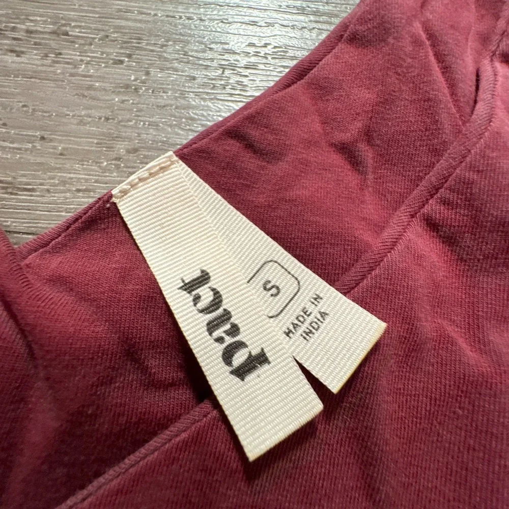 Pact Dress Womens Small Red Fit And Flare Organic Cotton Stretch V Neck Lounge - Picture 3 of 10